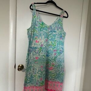 Lilly Pulitzer Blue and Green Tropical Dress